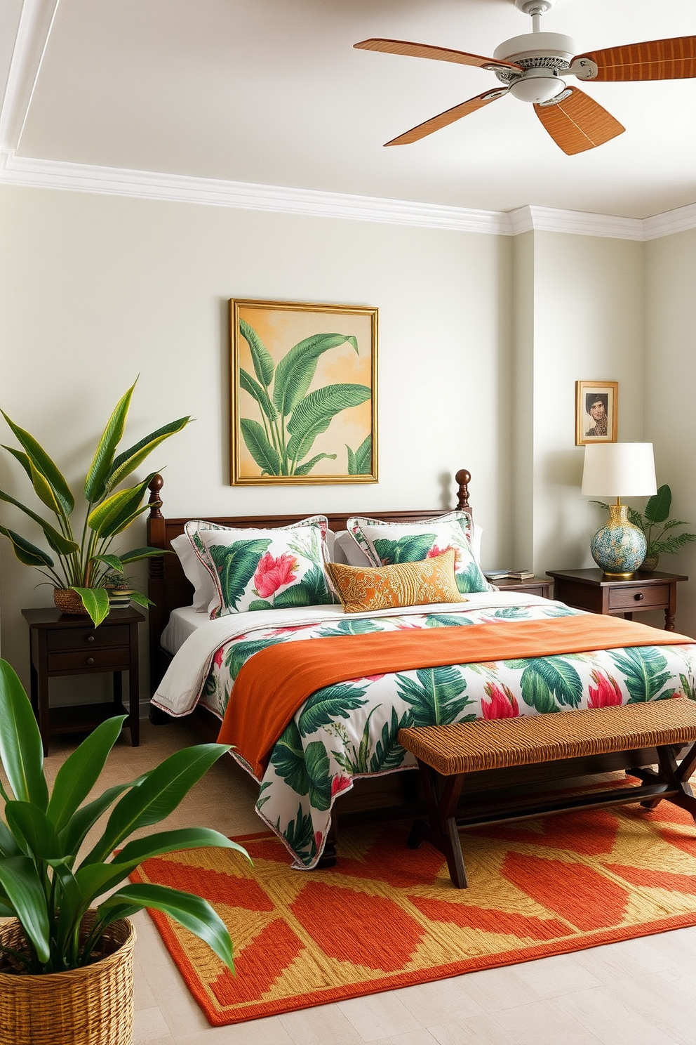 5 Inspiring Caribbean Style Bedroom Ideas for a Tropical Escape - 3. Tropical Prints and Patterns: Bring the Outside In