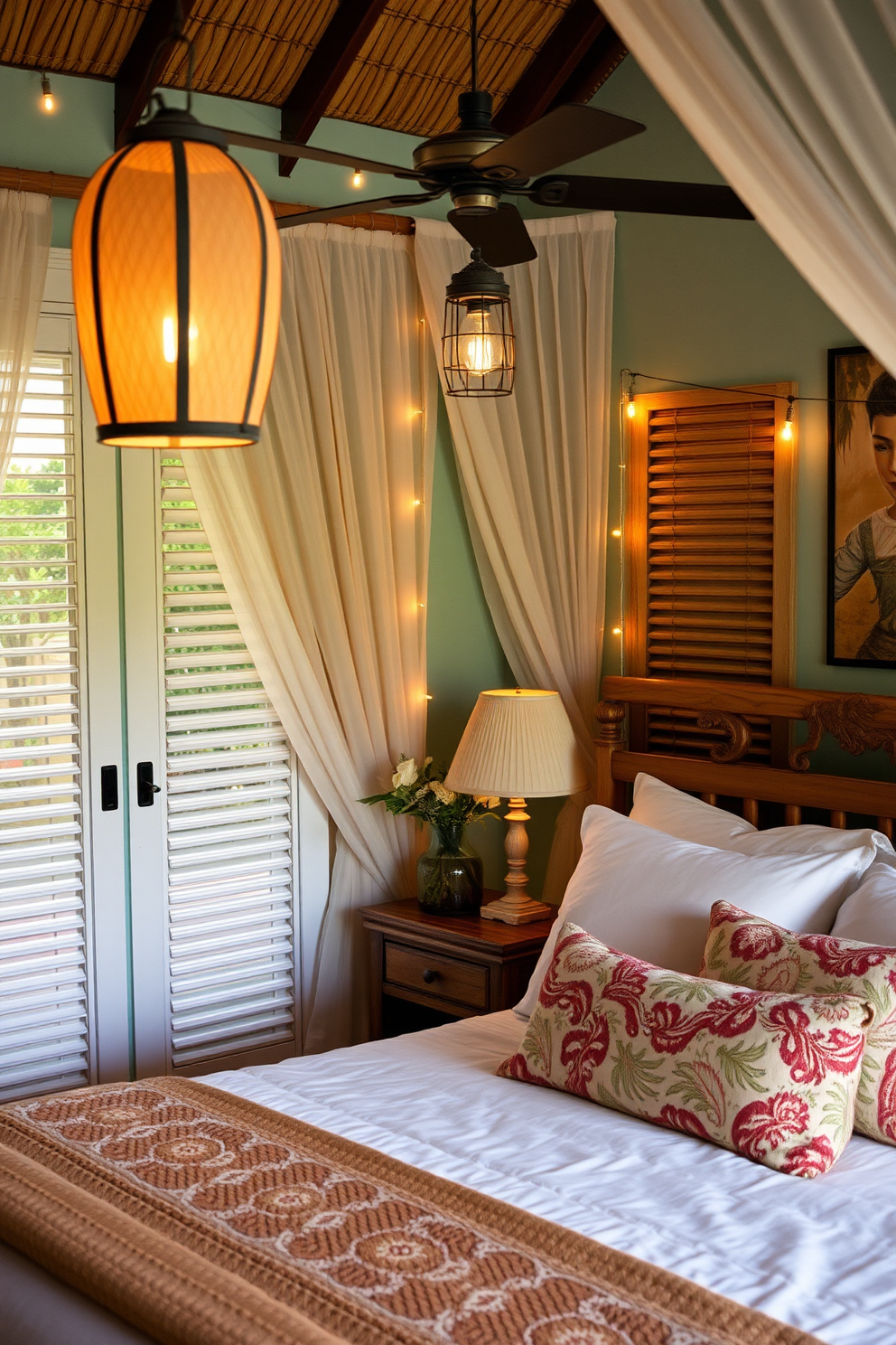 5 Inspiring Caribbean Style Bedroom Ideas for a Tropical Escape - 5. Lighting That Sets the Mood: Lanterns and String Lights