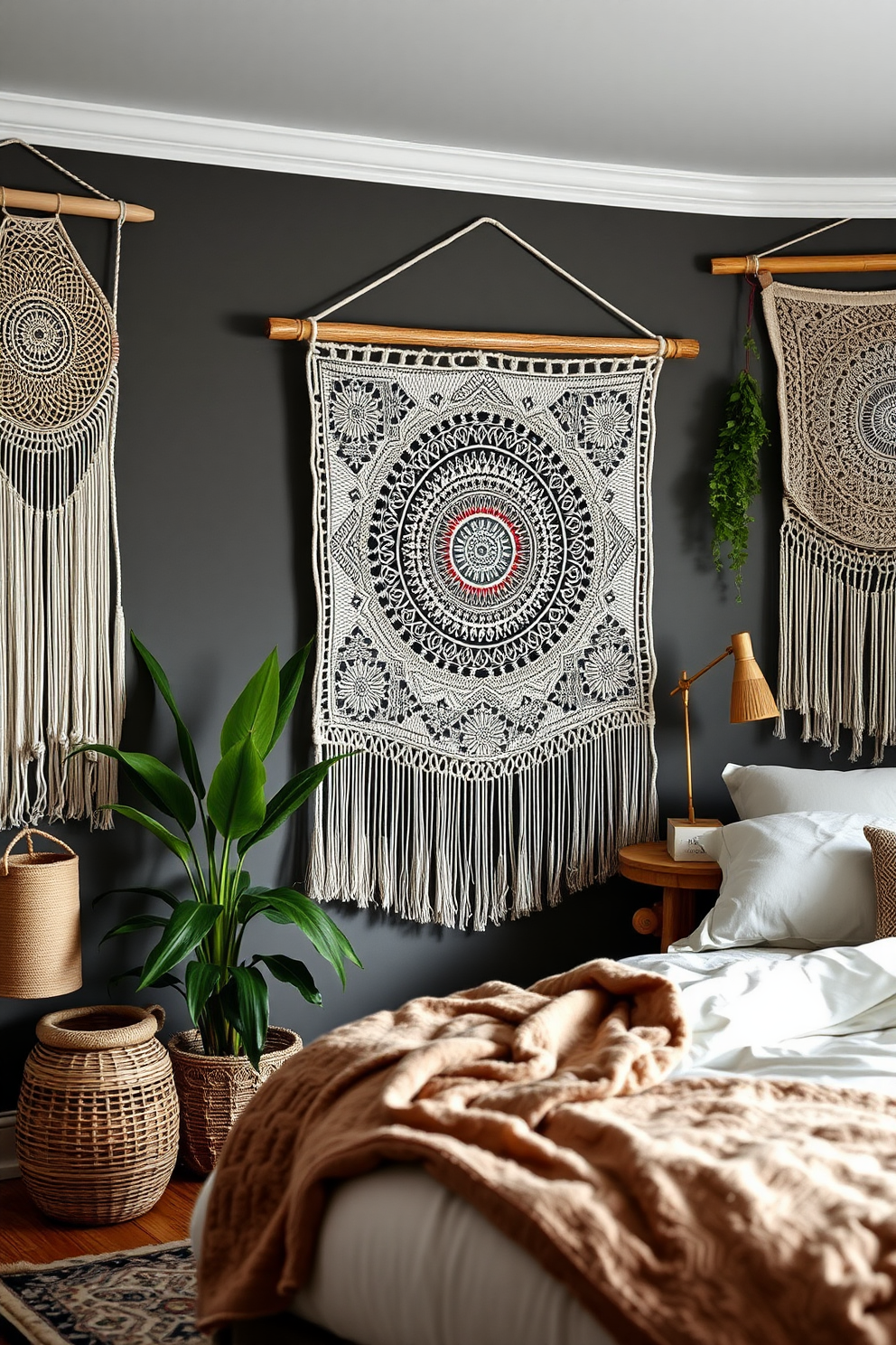 10 Dreamy Ideas to Create Your Perfect Boho Style Bedroom - 4. Artistic Wall Hangings: Adding Personality with Tapestries and Macramé