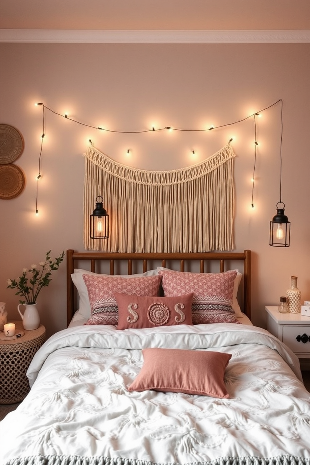 10 Dreamy Ideas to Create Your Perfect Boho Style Bedroom - 7. Dreamy Lighting: Using String Lights and Lanterns for Ambience