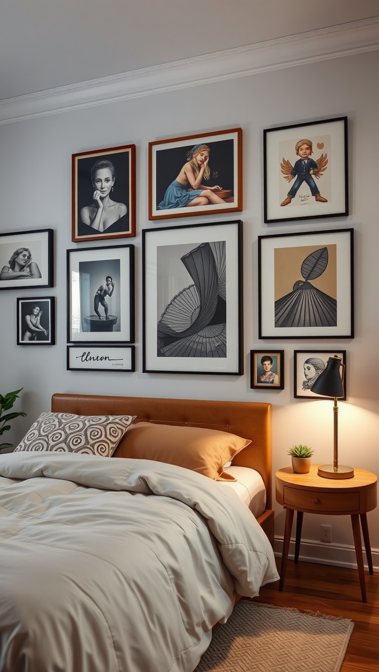 20 Artsy Creative Bedroom Ideas to Spark Your Imagination - 2. Gallery Wall: Showcase Your Art Collection