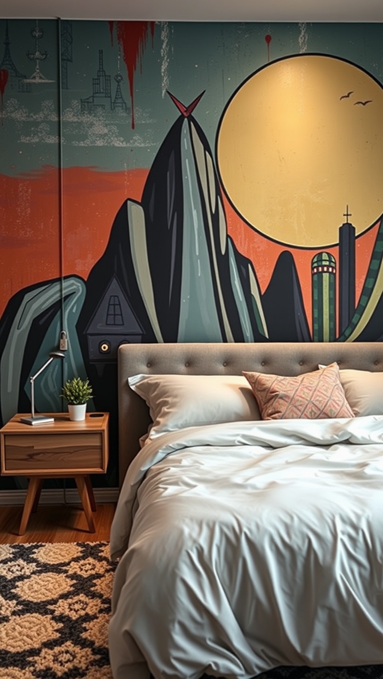 20 Artsy Creative Bedroom Ideas to Spark Your Imagination - 3. DIY Painted Murals: Make a Statement Piece
