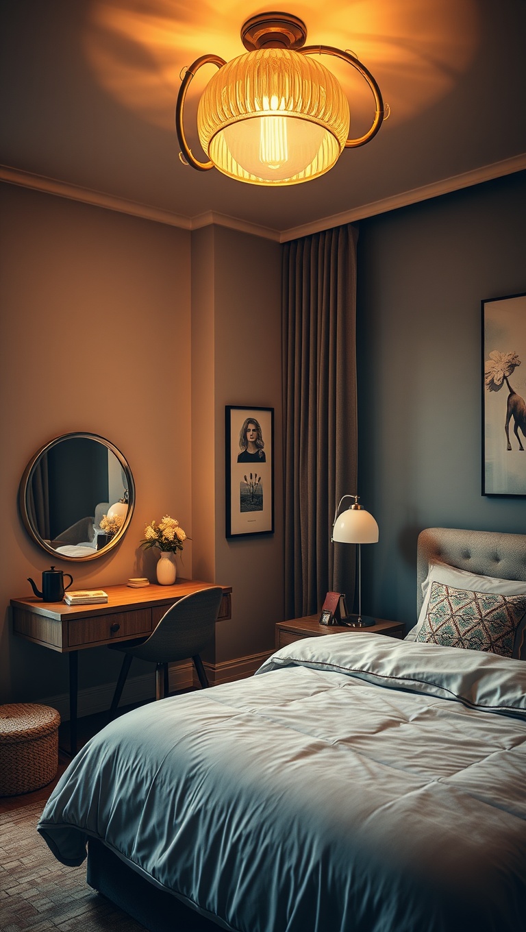 20 Artsy Creative Bedroom Ideas to Spark Your Imagination - 17. Artistic Lighting: Unique Fixtures to Brighten Your Room