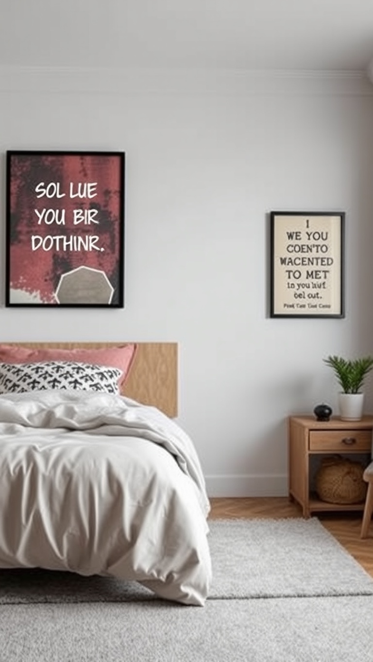 20 Artsy Creative Bedroom Ideas to Spark Your Imagination - 16. Inspirational Quotes: Motivate Yourself with Wall Art