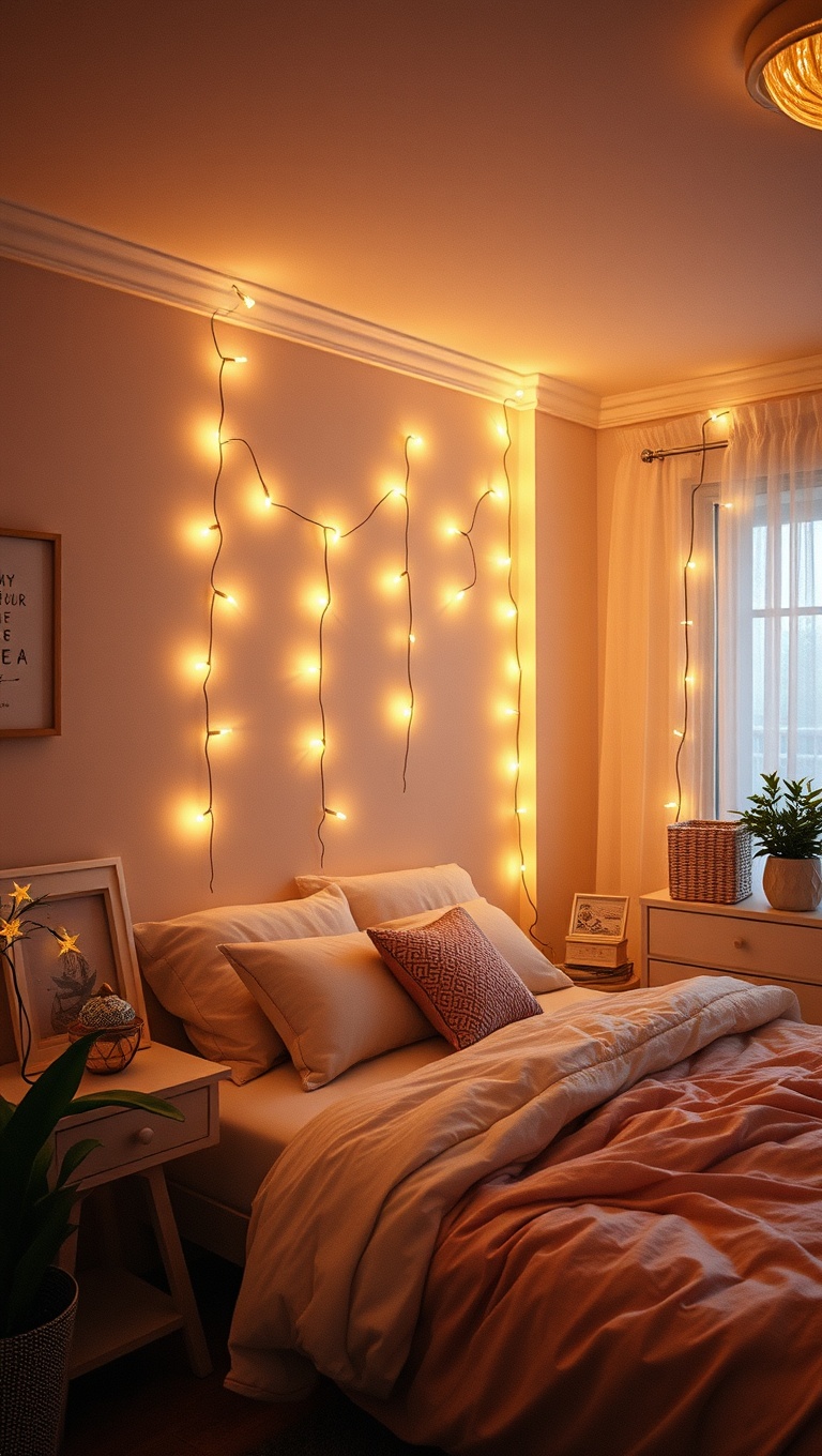 20 Artsy Creative Bedroom Ideas to Spark Your Imagination - 7. Whimsical Fairy Lights: Create a Magical Ambiance