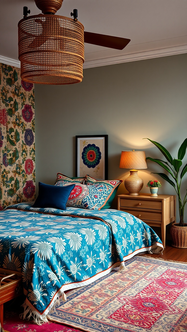 20 Bohemian Chic Bedroom Ideas to Spark Your Creativity - 5. Bold Prints: Mix and Match Patterns