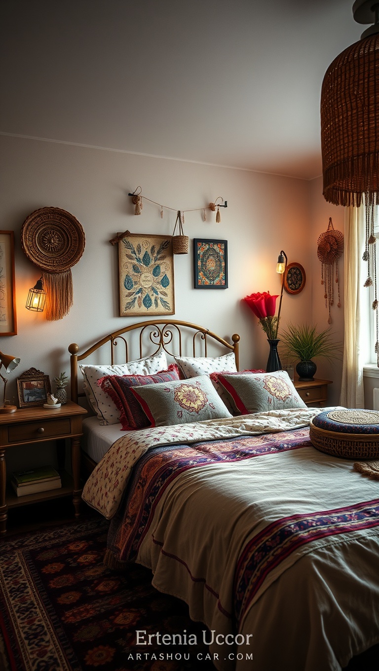 20 Bohemian Chic Bedroom Ideas to Spark Your Creativity - 16. Artisan Decor: Handcrafted Wonders