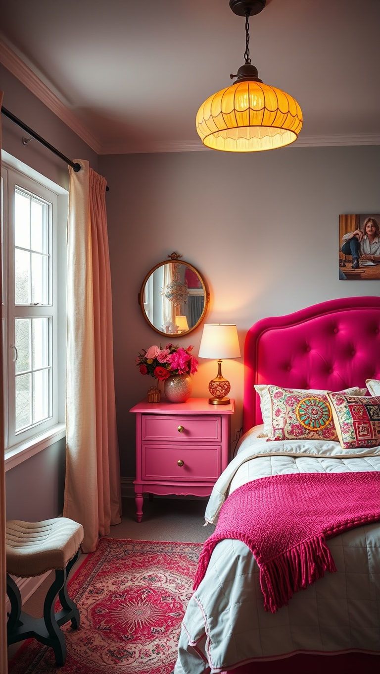20 Vibrant Ideas for a Colorful Eclectic Bedroom - Add Whimsical Lighting Fixtures