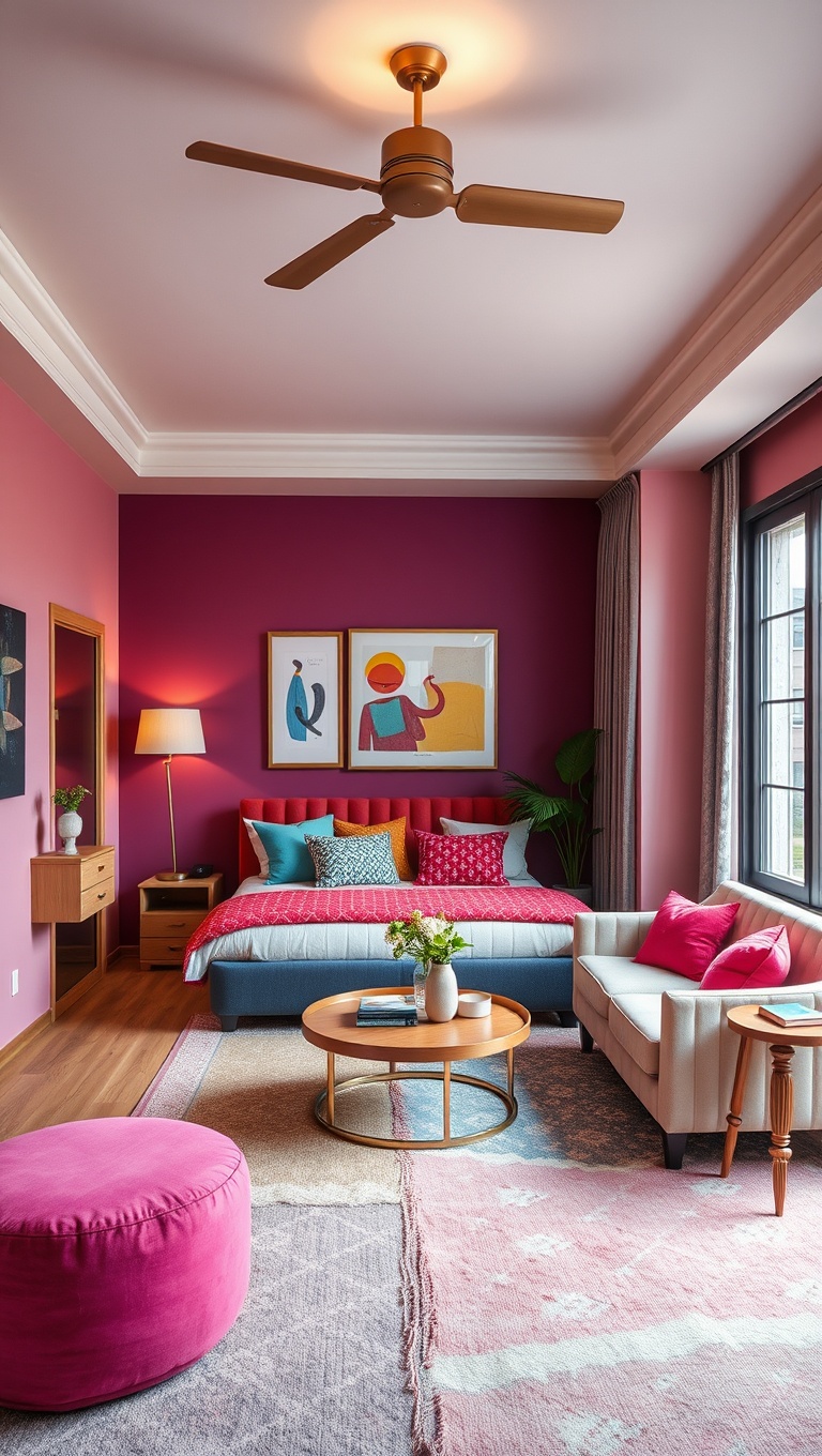 20 Vibrant Ideas for a Colorful Eclectic Bedroom - Incorporate a Variety of Seating Options