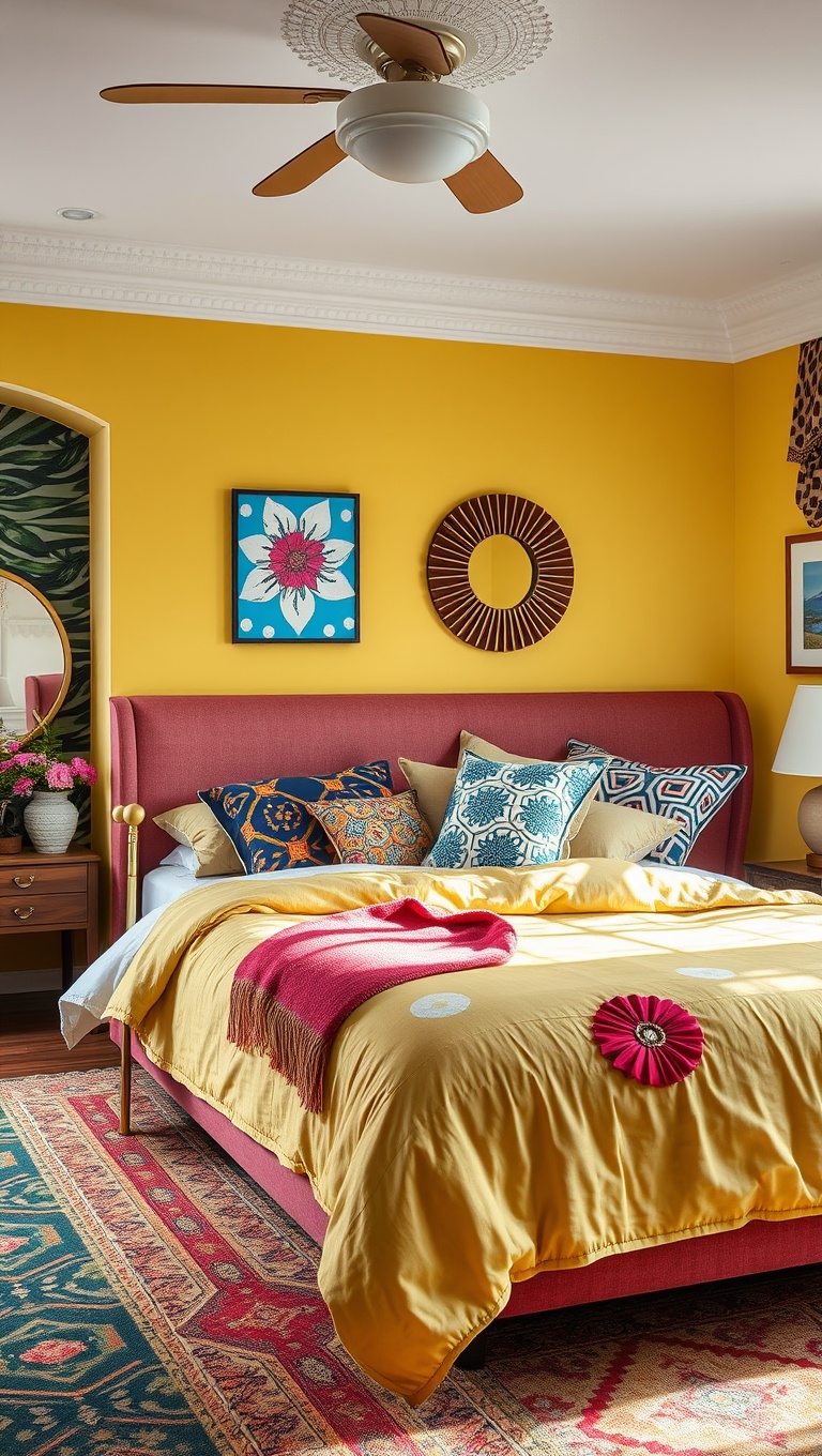 20 Vibrant Ideas for a Colorful Eclectic Bedroom - Mix and Match Bold Patterns