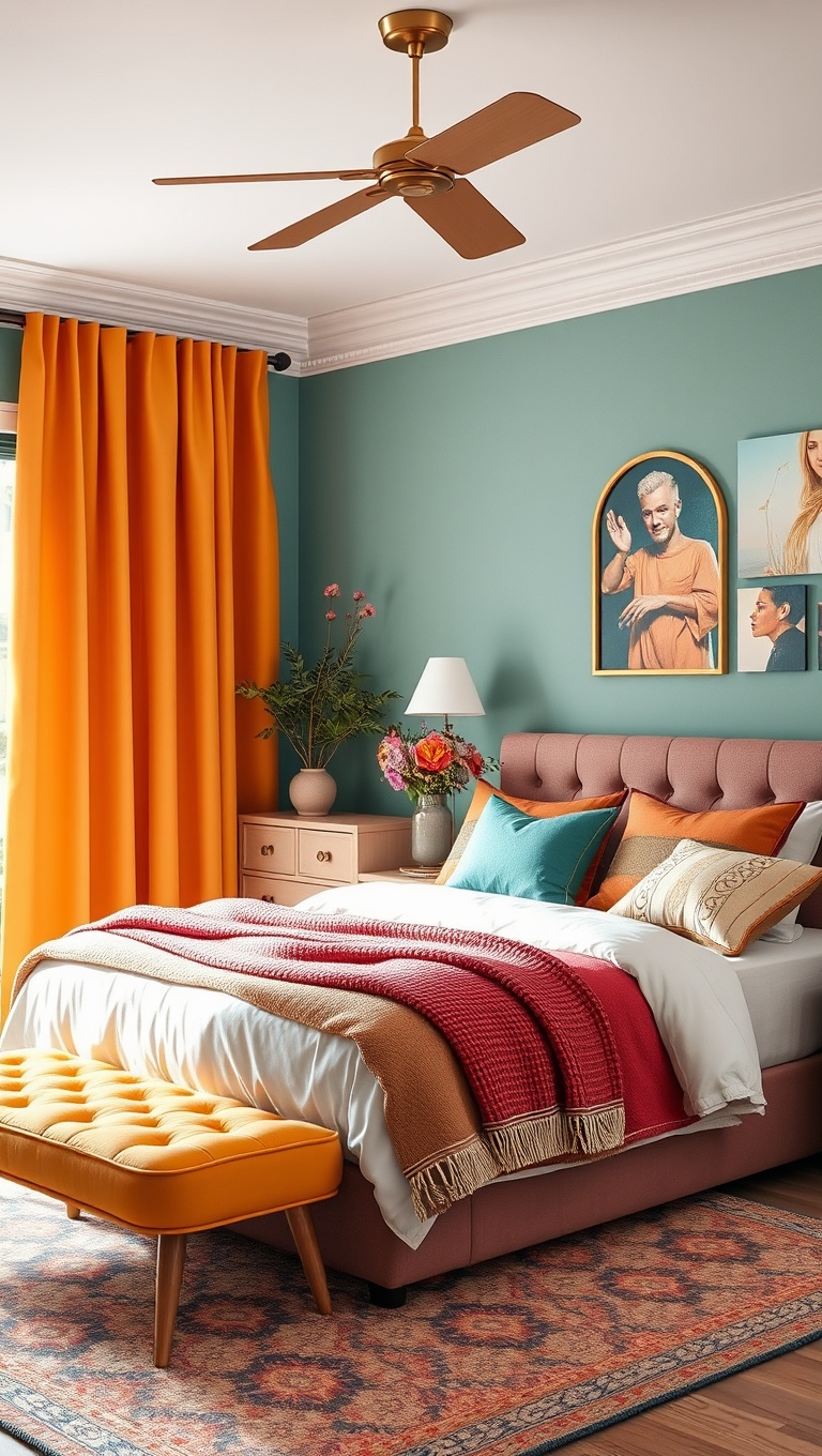 20 Vibrant Ideas for a Colorful Eclectic Bedroom - Finish with a Pop of Color in the Accessories