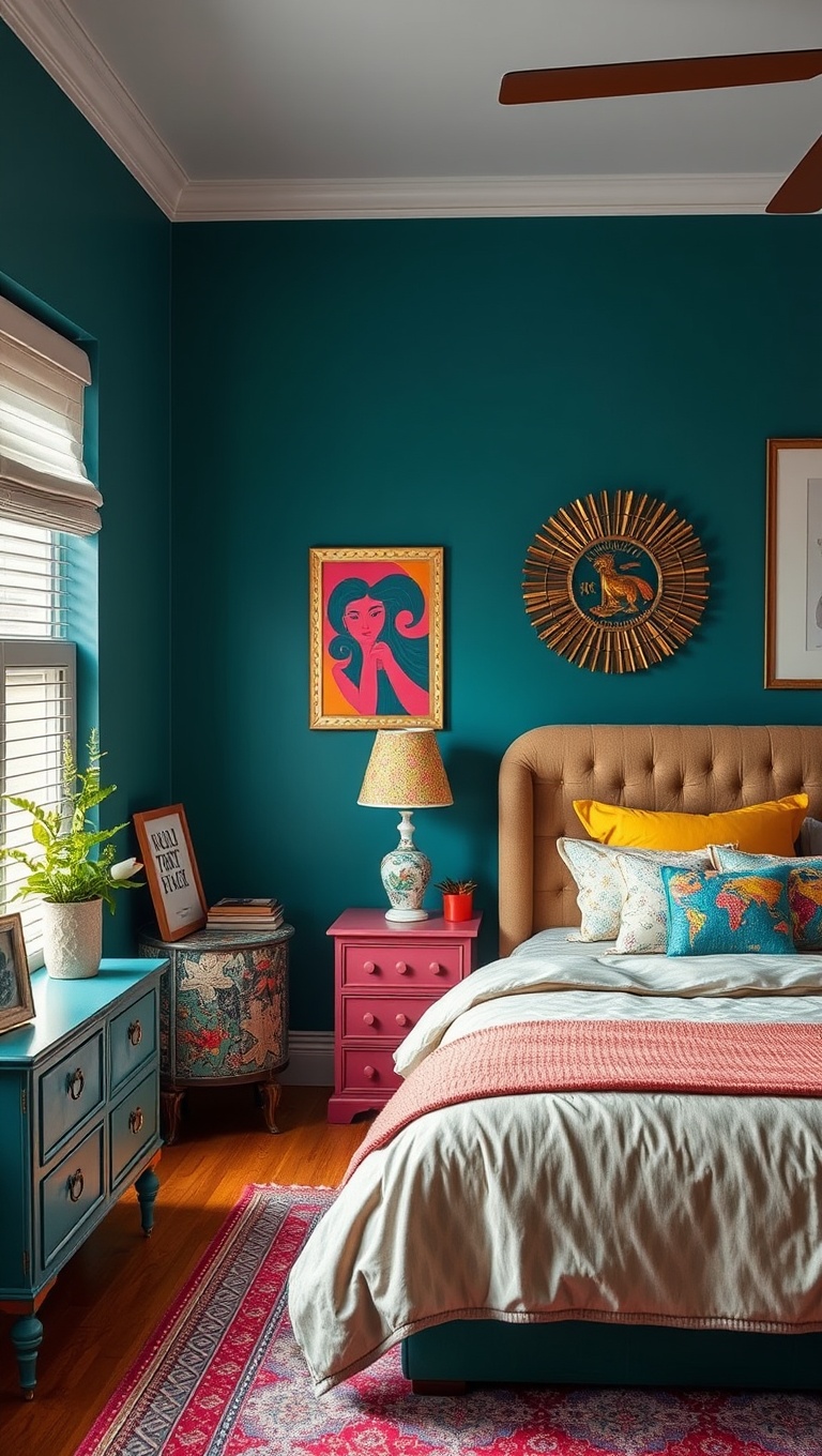 20 Vibrant Ideas for a Colorful Eclectic Bedroom - Upcycle Vintage Furniture