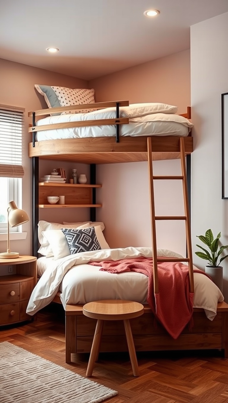20 Creative Ideas for Stylish Compact Studio Bedrooms - 19. Opt for a Lofted Bed to Maximize Space