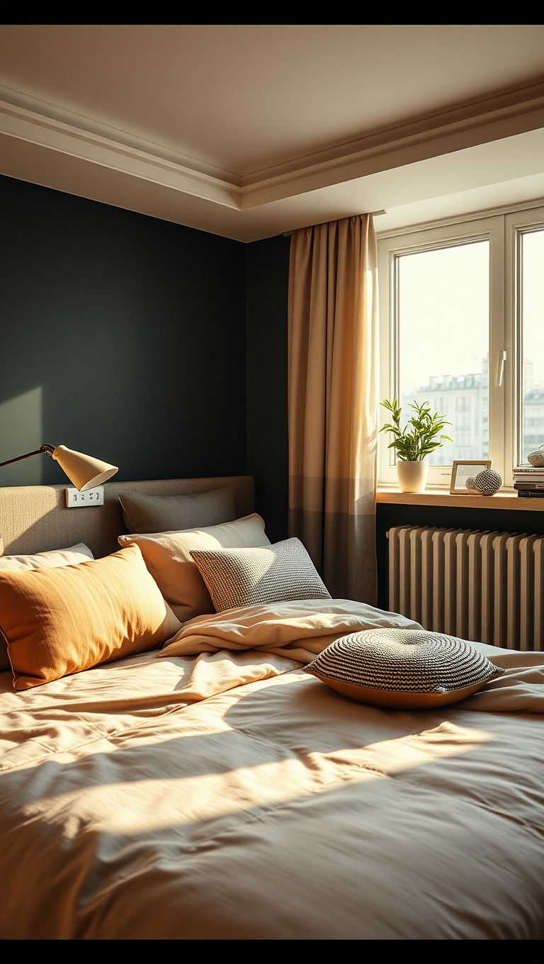20 Creative Ideas for Stylish Compact Studio Bedrooms - 11. Layer Textiles for a Warm Feel