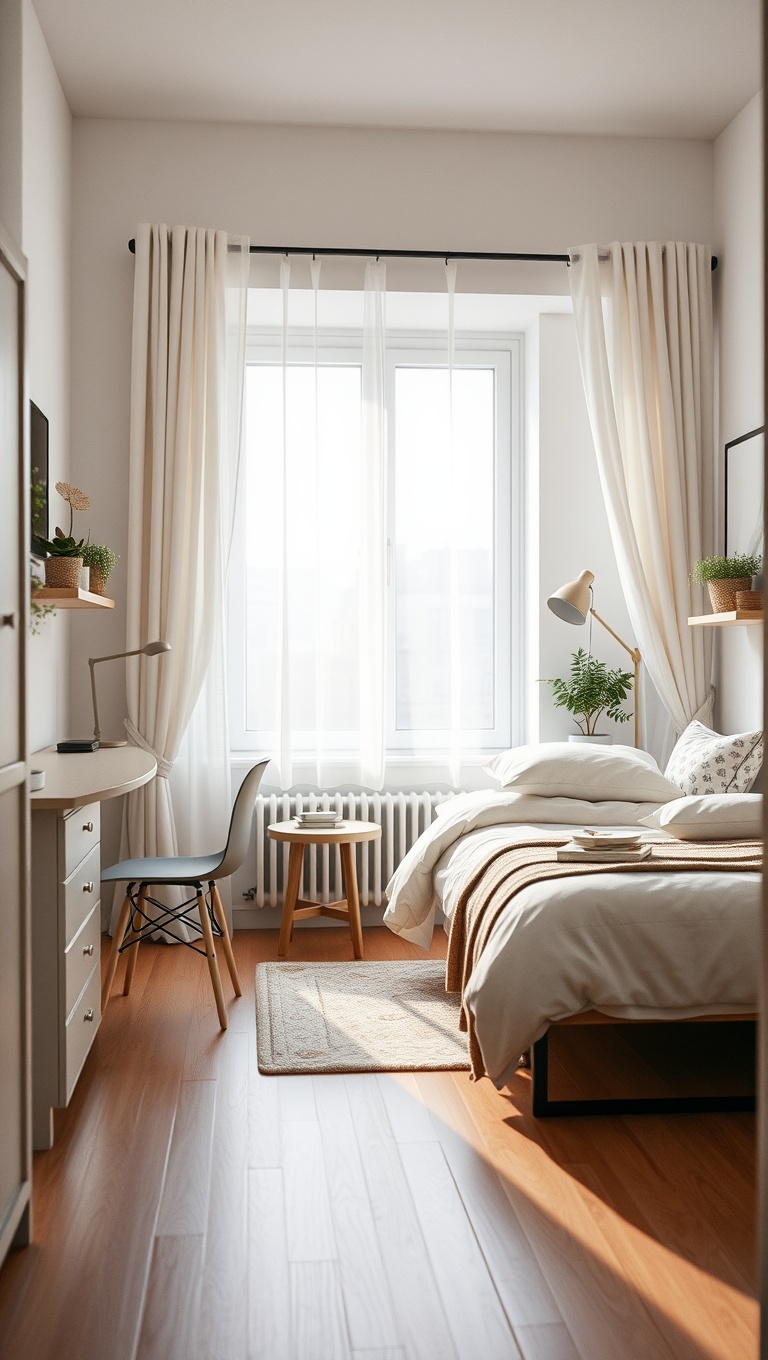 20 Creative Ideas for Stylish Compact Studio Bedrooms - 4. Opt for Light Colors to Open Up the Space