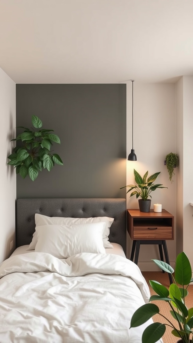 20 Creative Ideas for Stylish Compact Studio Bedrooms - 18. Decorate with Plants for Freshness