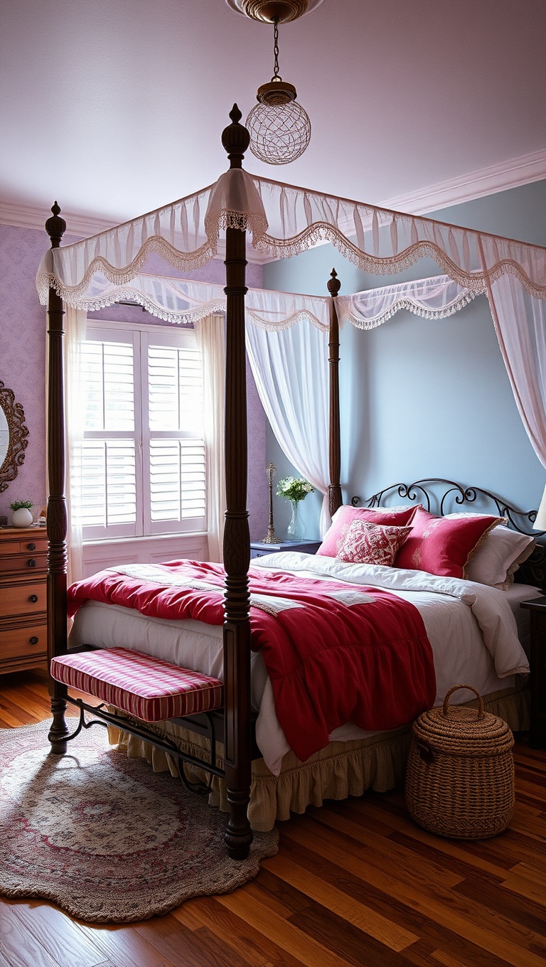 20 Charming Ideas to Transform Your Bedroom into a Cozy Cottagecore Retreat - 4. Add a Canopy Bed for Fairy Tale Vibes