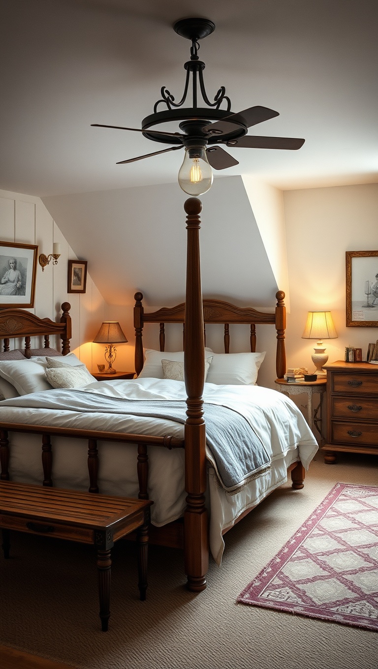 20 Charming Ideas for Your Dream Country Cottage Bedroom - 15. Vintage Style Lighting Fixtures