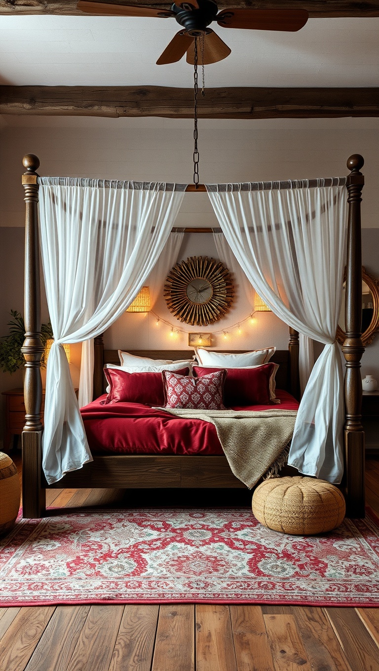 20 Cozy Ideas to Create Your Dream Earthy Rustic Bedroom - 8. Create a Dreamy Canopy Bed