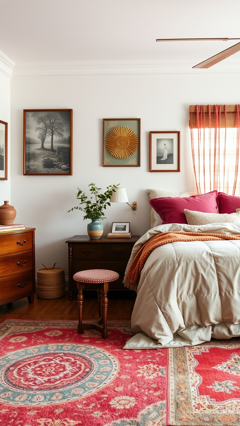 20 Whimsical Ideas to Create Your Dream Eclectic Vintage Bedroom - 7. Colorful Rugs: Ground Your Space