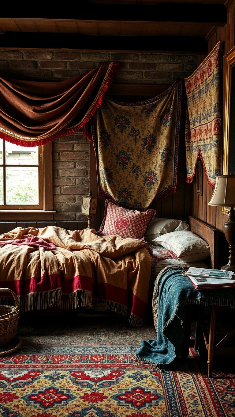 20 Whimsical Ideas to Create Your Dream Eclectic Vintage Bedroom - 4. Layered Textiles: Cozy Up with Fabrics