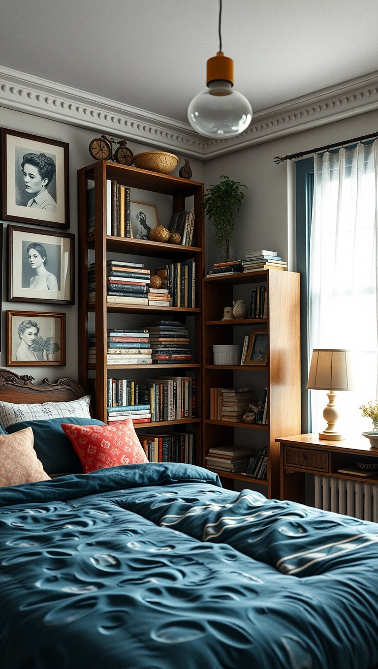 20 Whimsical Ideas to Create Your Dream Eclectic Vintage Bedroom - 17. Eclectic Shelving: Display with Delight