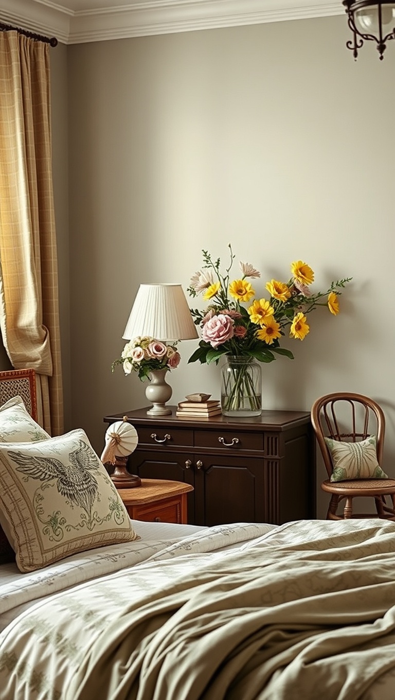 20 Charming Ideas for French Country Style Bedrooms - 15. Fresh Flowers: Nature’s Art