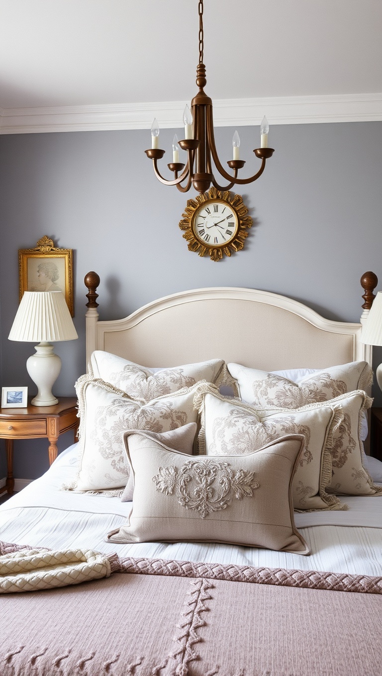 20 Charming Ideas for French Country Style Bedrooms - 14. Decorative Pillows: Playful Accents