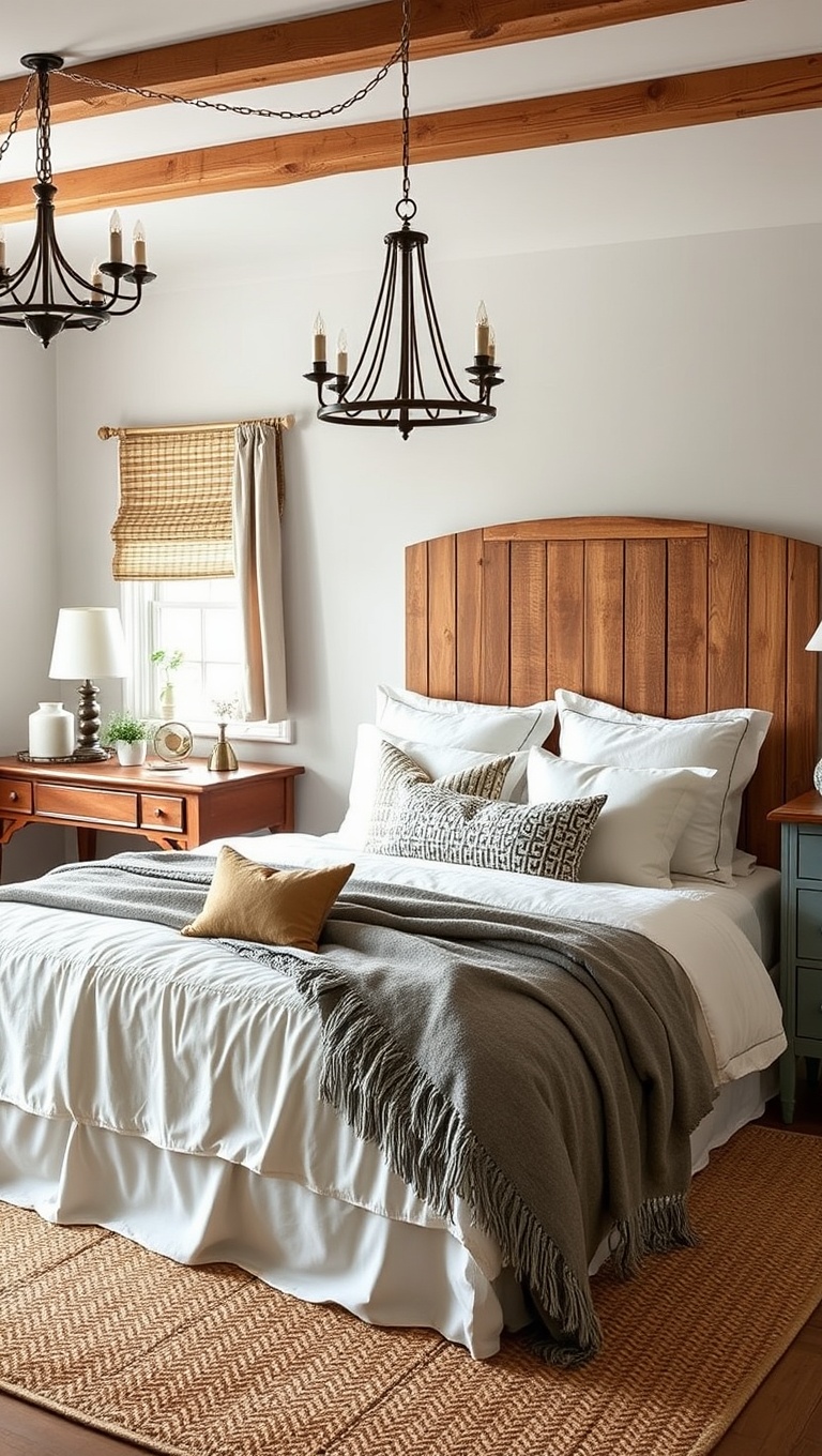 20 Charming Ideas for French Country Style Bedrooms - 5. Farmhouse-Style Headboards: Rustic Charm