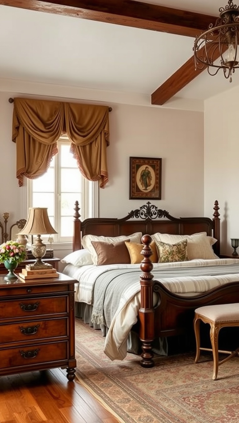 20 Charming Ideas for French Country Style Bedrooms - 2. Antique Furniture Finds: Timeless Treasures