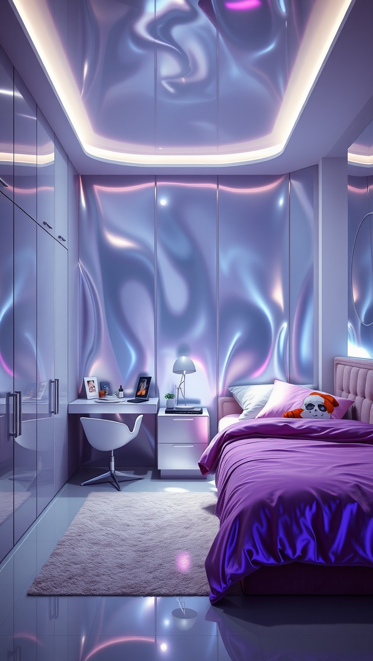 20 Out-of-This-World Ideas for Futuristic Style Bedrooms - 4. Metallic Finishes: Shine Bright Like a Star