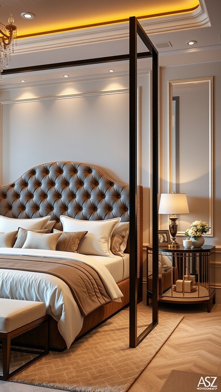 20 Glamorous Hollywood Style Bedroom Ideas to Transform Your Space - 5. Statement Headboards: Make It the Focal Point