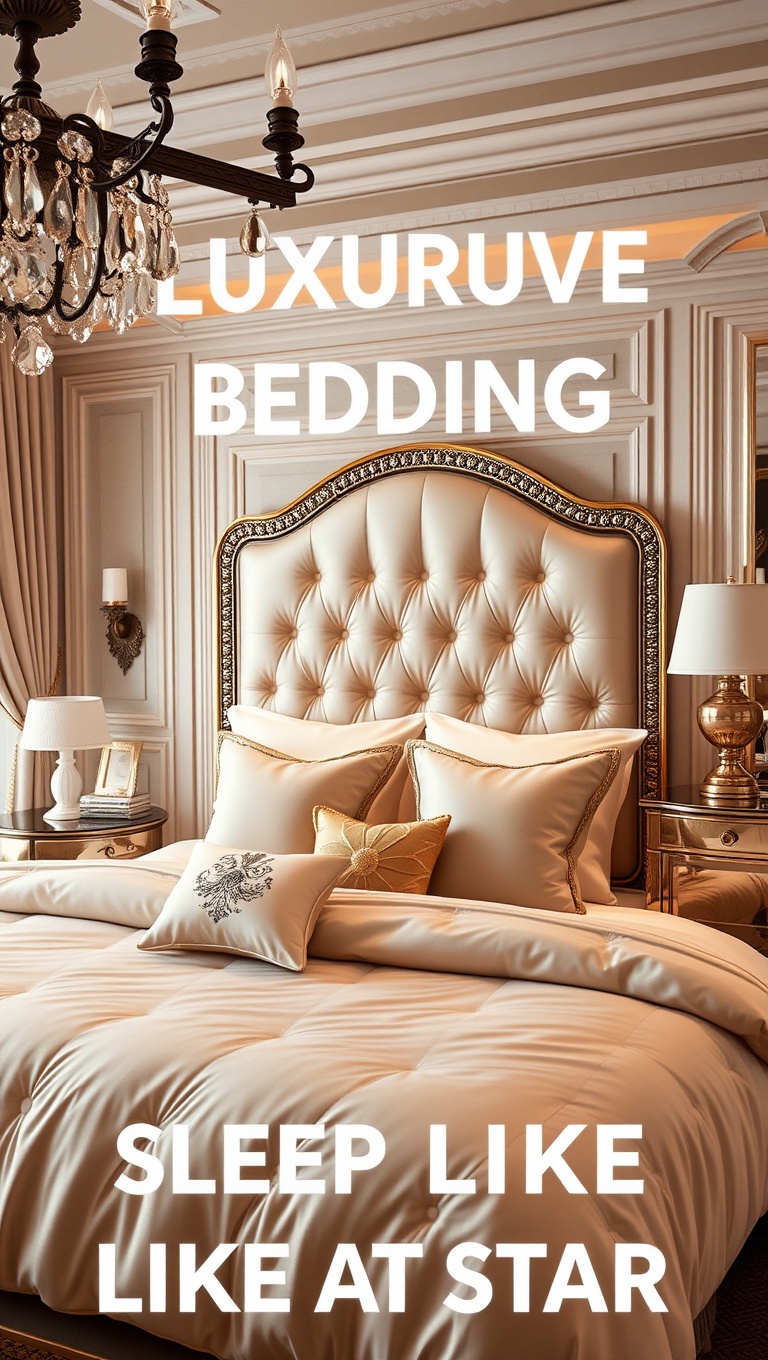 20 Glamorous Hollywood Style Bedroom Ideas to Transform Your Space - 18. Luxurious Bedding: Sleep Like a Star