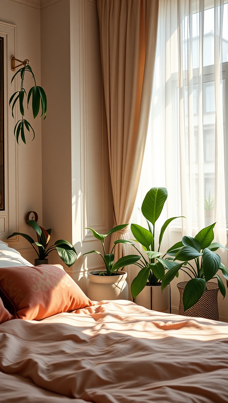 20 Glamorous Hollywood Style Bedroom Ideas to Transform Your Space - 19. Indoor Plants: Bring Life and Freshness In