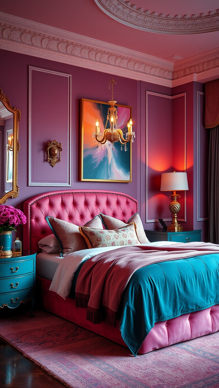 20 Glamorous Hollywood Style Bedroom Ideas to Transform Your Space - 4. Bold Colors: Go Glam with Jewel Tones