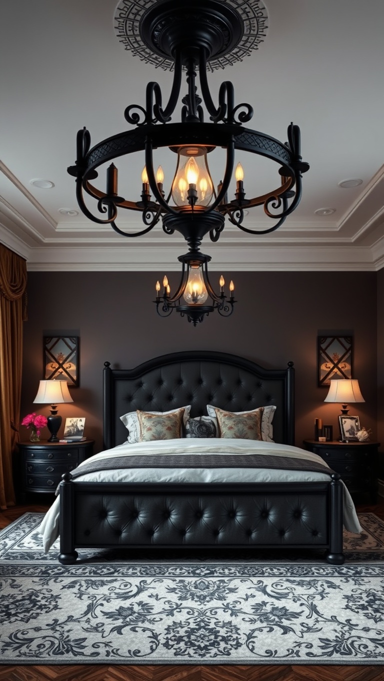 20 Spooktacular Ideas for Your Gothic Style Bedroom - Gothic-Inspired Lighting Fixtures