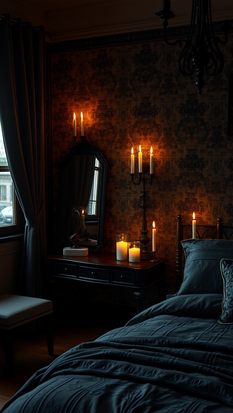 20 Spooktacular Ideas for Your Gothic Style Bedroom - Mood-Setting Candles