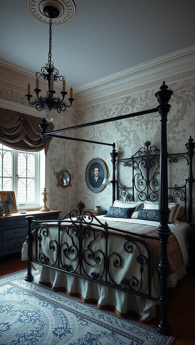 20 Spooktacular Ideas for Your Gothic Style Bedroom - Intricate Iron Bed Frames