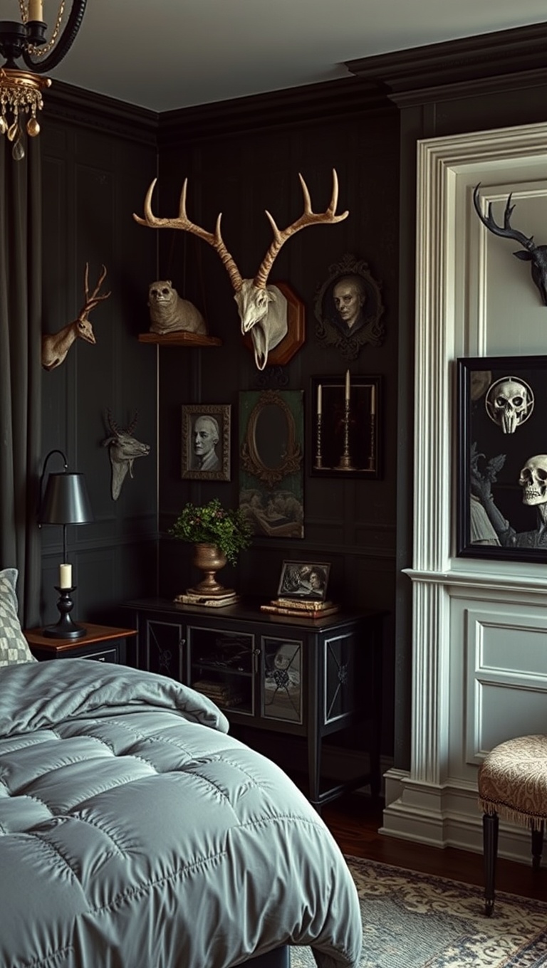 20 Spooktacular Ideas for Your Gothic Style Bedroom - Eerie Faux Taxidermy