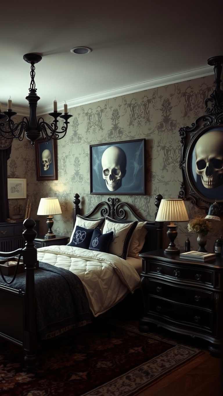 20 Spooktacular Ideas for Your Gothic Style Bedroom - Chic Skull Accents