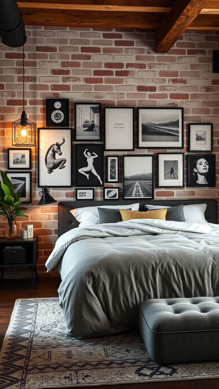 20 Inspiring Ideas to Create Your Dream Industrial Chic Bedroom - Gallery Walls with an Edge