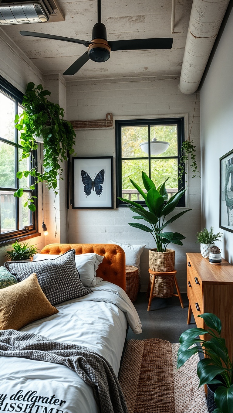 20 Inspiring Ideas to Create Your Dream Industrial Chic Bedroom - Greenery to Liven Up the Space
