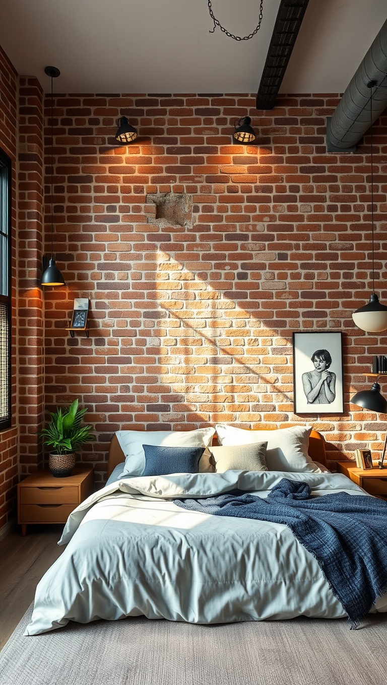 20 Inspiring Ideas to Create Your Dream Industrial Chic Bedroom - Exposed Brick Walls for a Bold Statement