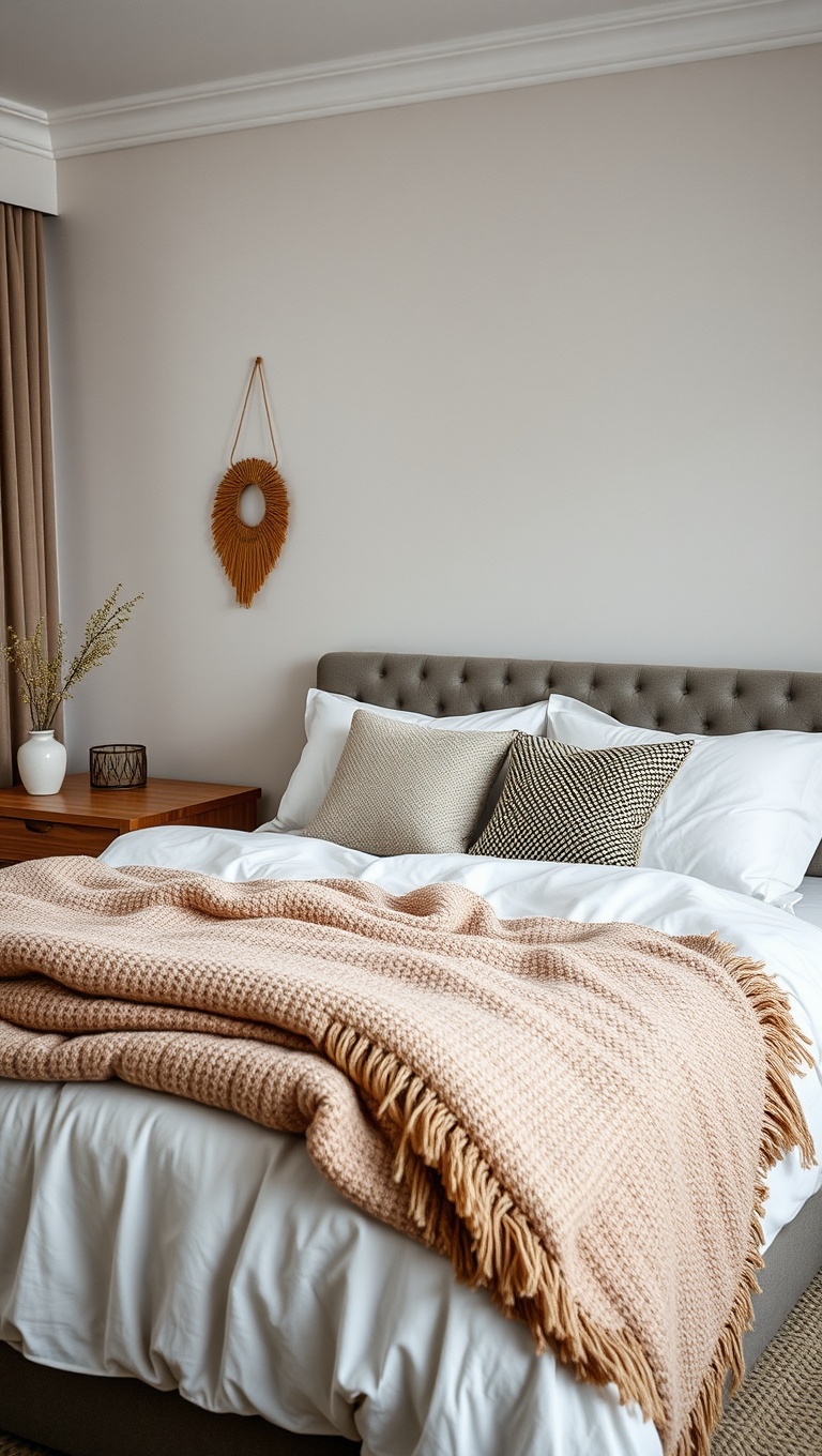20 Ways to Create a Cozy Layered Textiles Bedroom - 3. Layered Throws: Add Warmth with a Snuggly Blanket