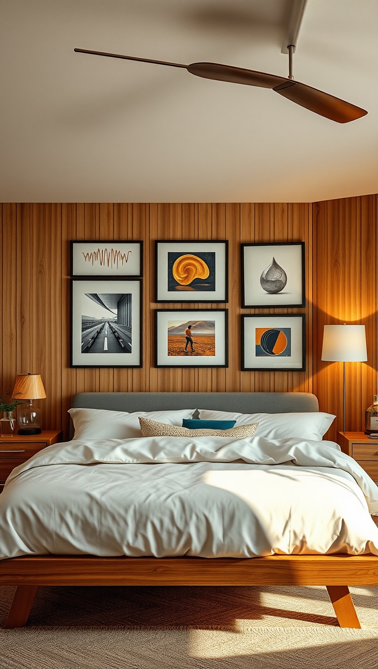 20 Fabulous Ideas to Make Your Mid-Century Modern Bedroom Shine! - 9. Display Stylish Artwork