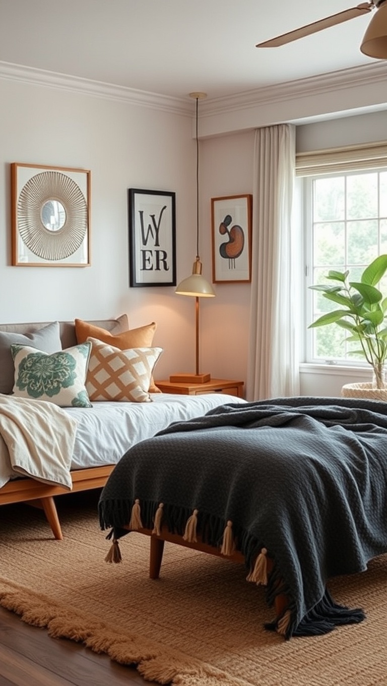 20 Fabulous Ideas to Make Your Mid-Century Modern Bedroom Shine! - 14. Include Fun Pillows and Throws