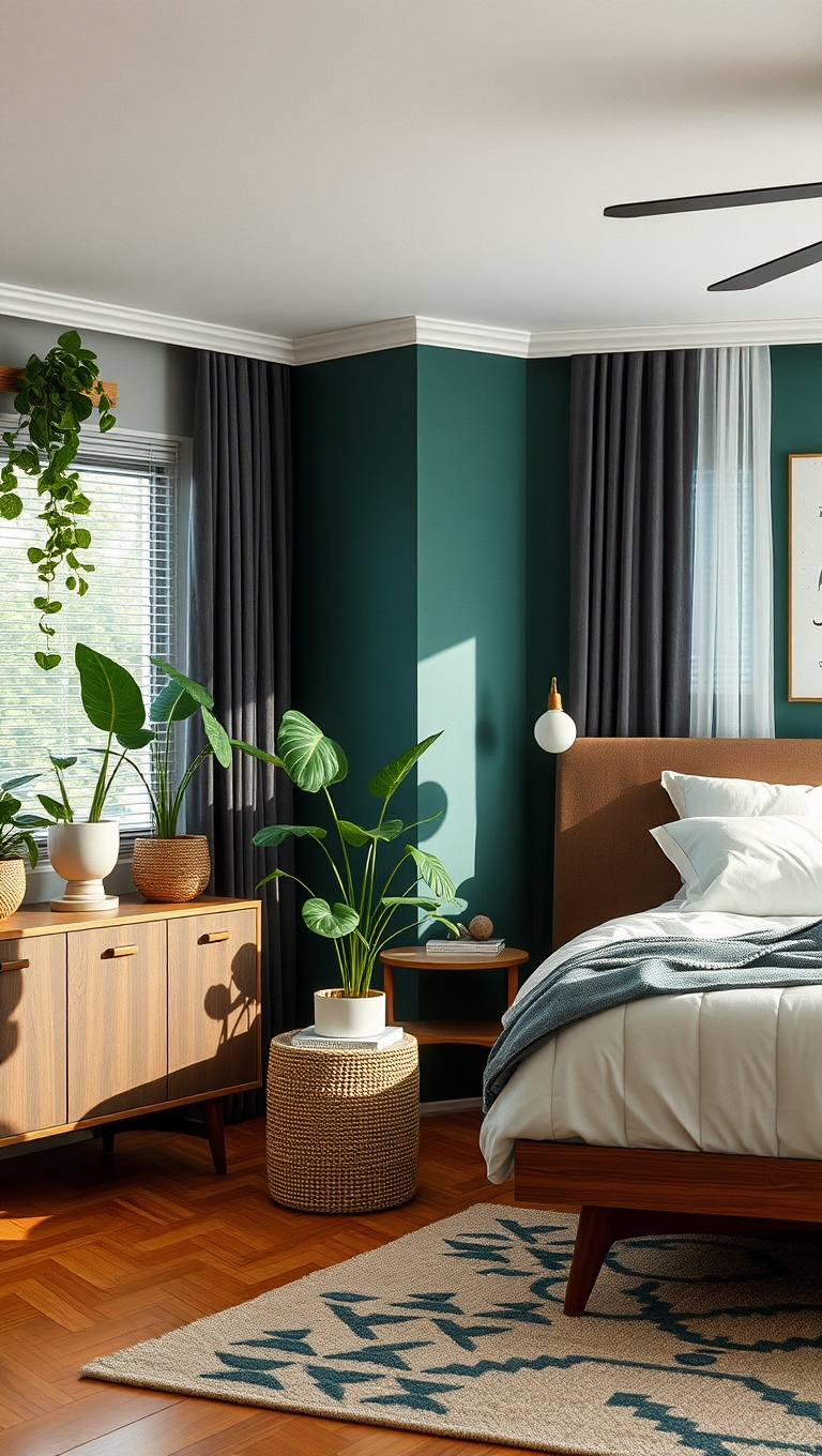 20 Fabulous Ideas to Make Your Mid-Century Modern Bedroom Shine! - 18. Add Plants for a Fresh Feel