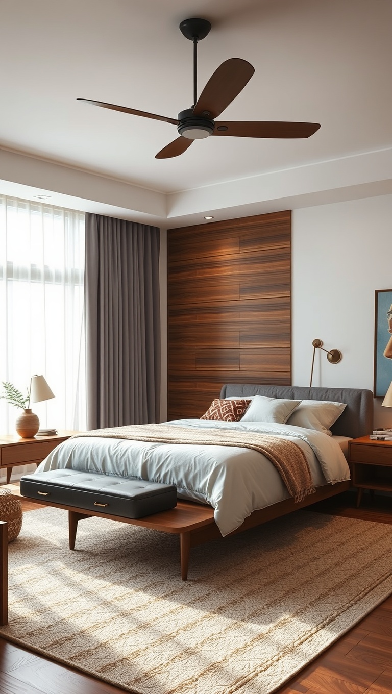 20 Fabulous Ideas to Make Your Mid-Century Modern Bedroom Shine! - 10. Use an Area Rug to Define Space