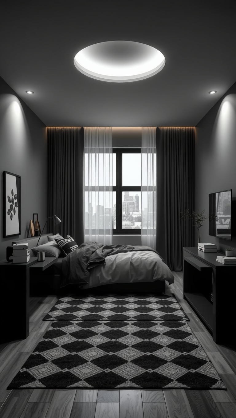 20 Inspiring Ideas for Stunning Monochrome Style Bedrooms - 19. Monochrome Multi-Functional Spaces: Small Room Ideas
