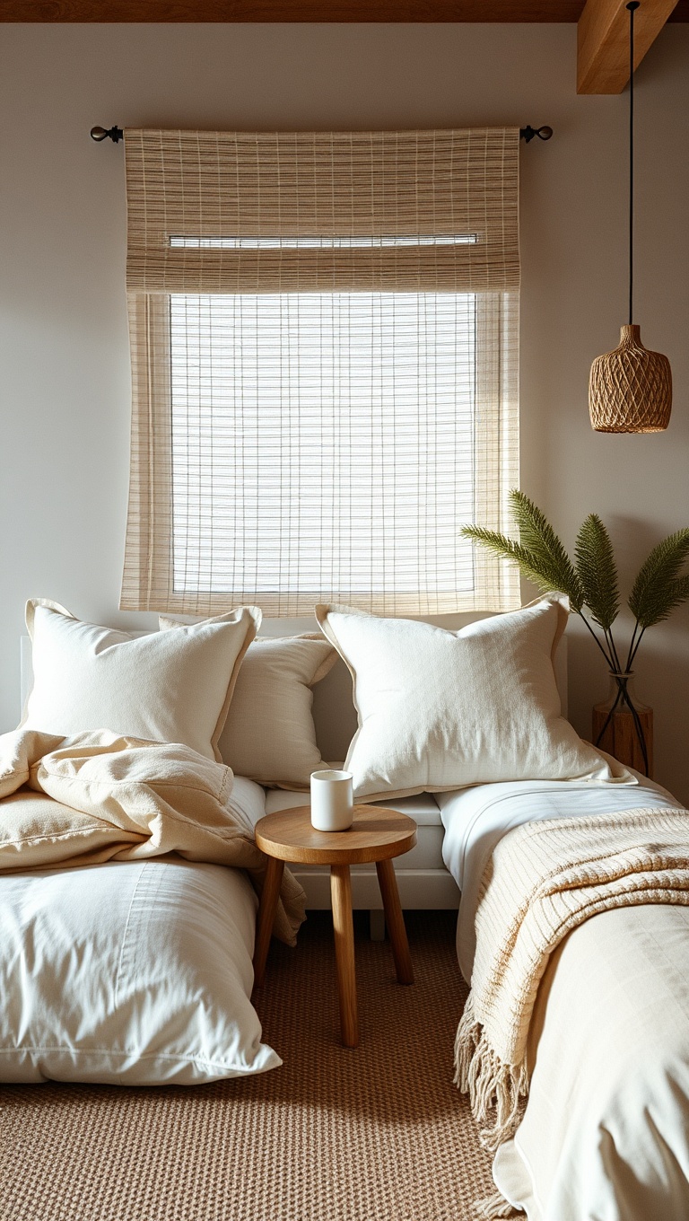 20 Cozy Ideas for a Natural Materials Bedroom - 17. Simple Cotton Cushions